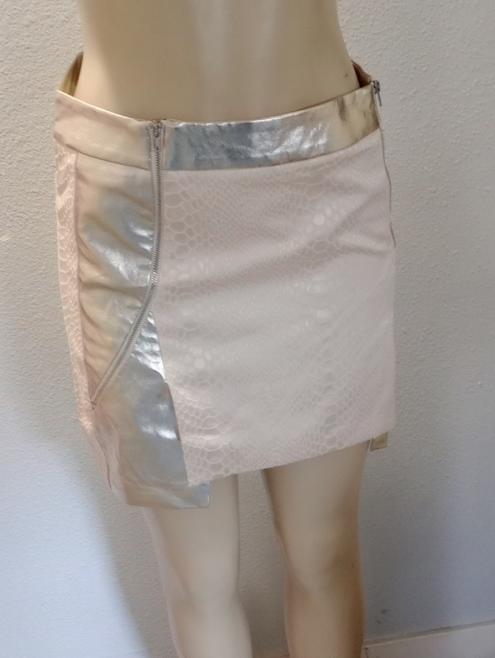 Mustard Seed Cream Mini Skirt with Silver Accents